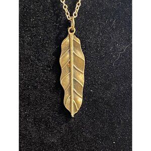 Vintage Style Brass Feather Pendant Necklace